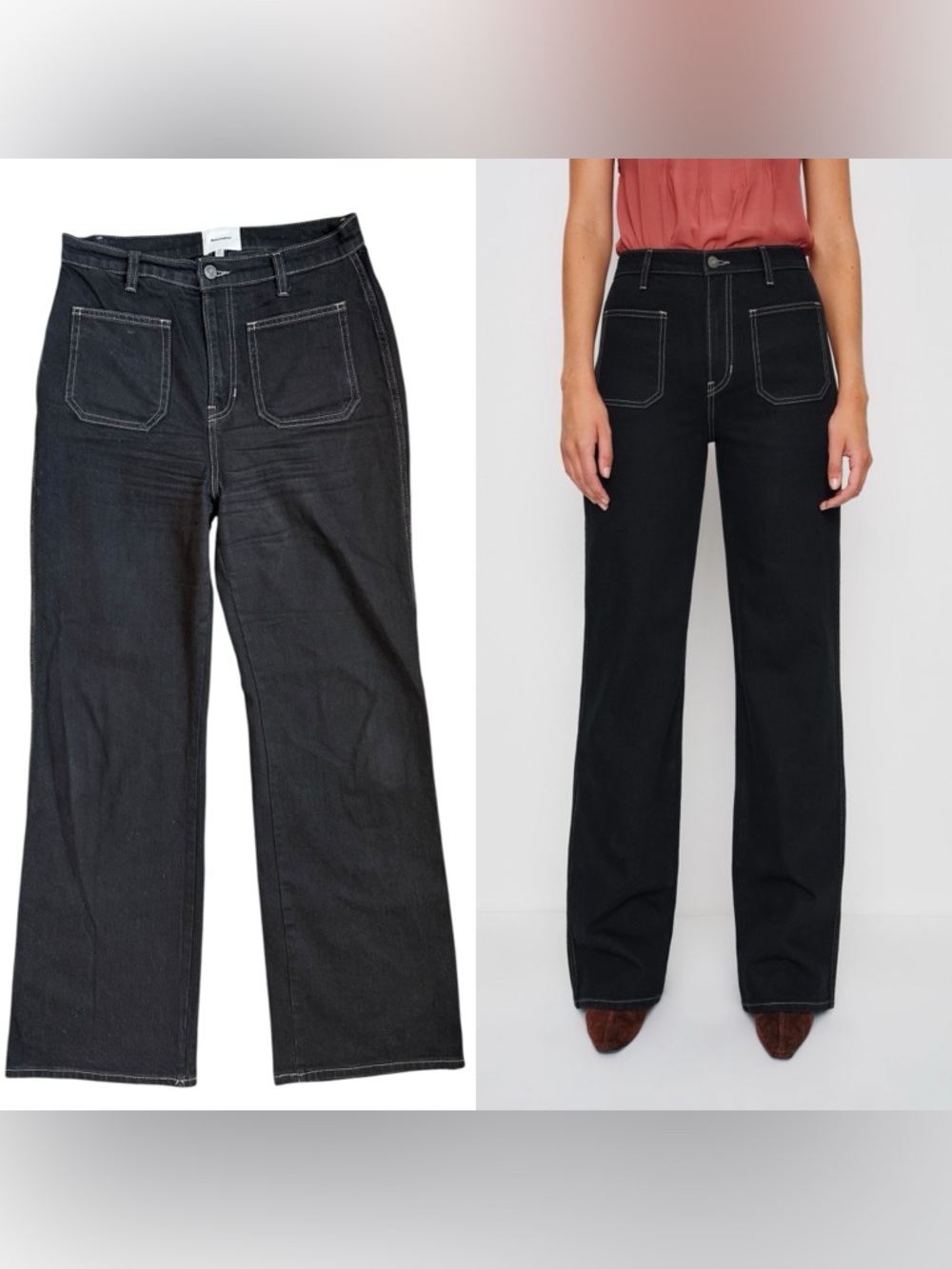 Reformation Alyssa High Rise Zipper Fly Wide Leg Long Black Jeans Size 29